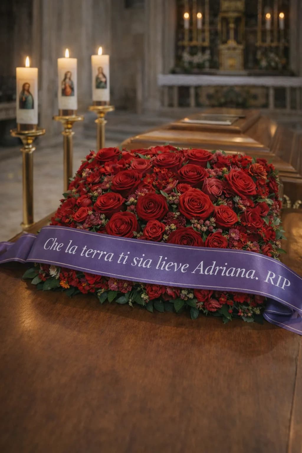 Cuscino, composizione floreale per funerale e camera ardente, con foto di conferma su WhatsApp