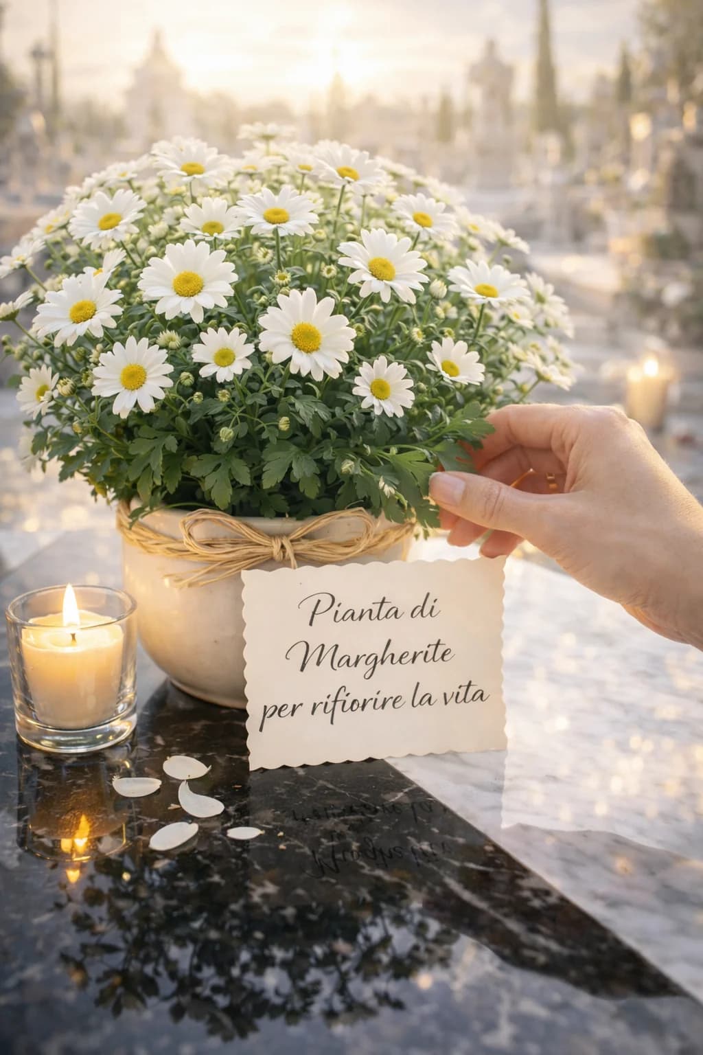 Margherite/Gerbere (pianta in vaso), composizione floreale per funerale e camera ardente, con foto di conferma su WhatsApp