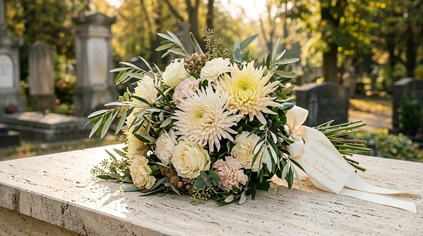 Omaggio Speciale, omaggio floreale con consegna al cimitero, con foto di conferma su WhatsApp