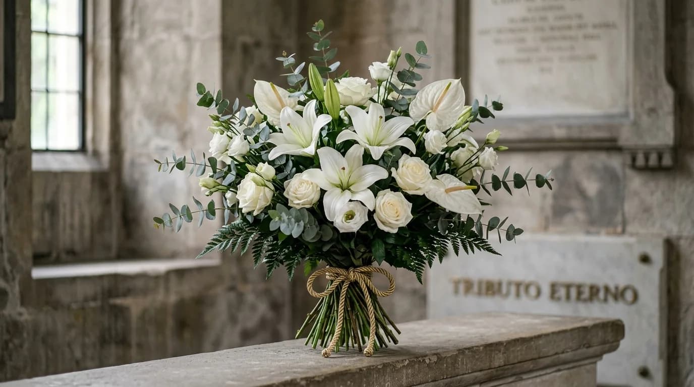 Tributo Eterno, omaggio floreale con consegna al cimitero, con foto di conferma su WhatsApp