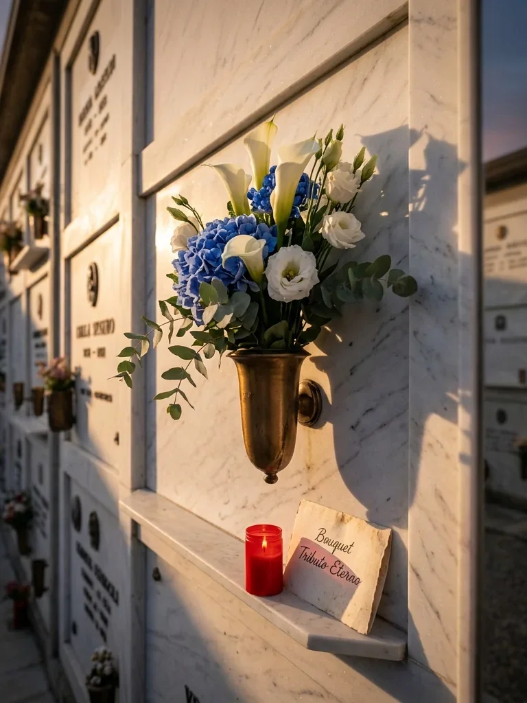 Tributo Eterno, omaggio floreale con consegna al cimitero, con foto di conferma su WhatsApp